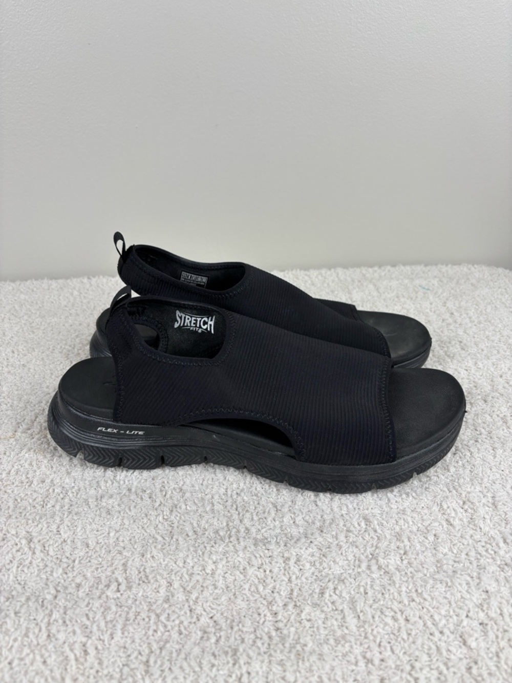 Skechers Shoes Womens‎ 11 Black Reggae Slim Stretch Style Flex Comfort Sandals